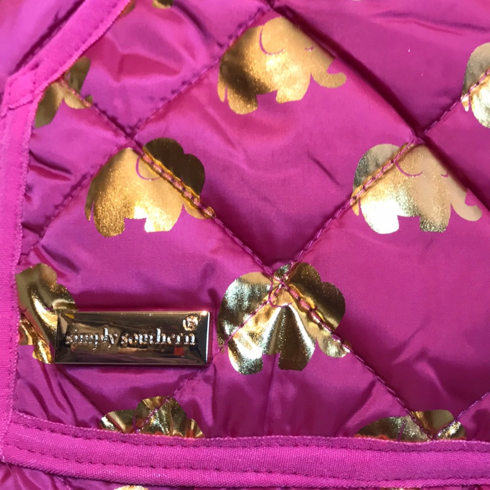 NWT Simply Southern Pink & Gold Elephant Puff Vest - Picture 6 of 9